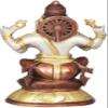 Exotic India Ganesha on Double Lotus Base - Brass Statue - Color Brown Silver Gold Color view 3