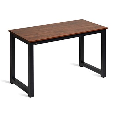 Decoholic 47 Inch Computer Desk, Home & Office PC Laptop Study Writing Table Workstation with Leg Bars, Modern Simple Industrial Style, Rustic Brown