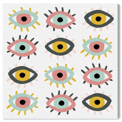 The Oliver Gal Artist Co. Abstract Wall Art Canvas Prints 'Party Eyes' Home Dcor, 30" x 30", Pink, Gray