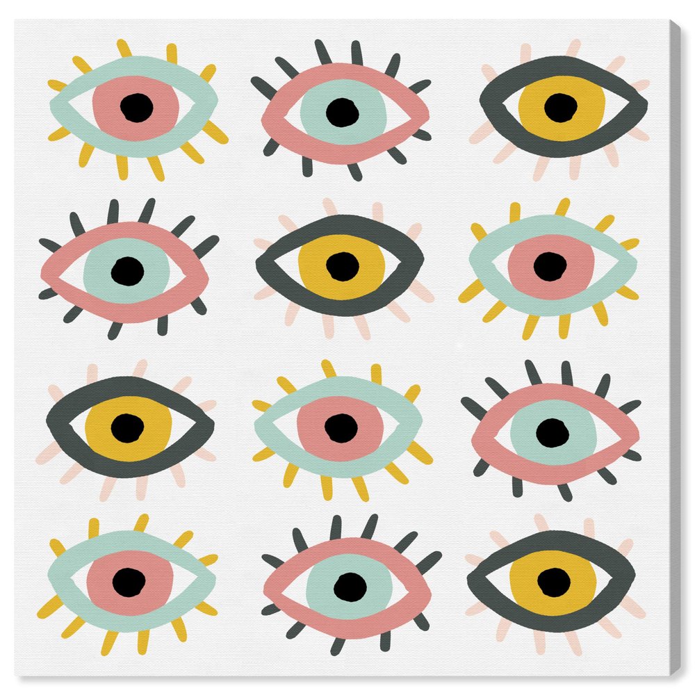 The Oliver Gal Artist Co. Abstract Wall Art Canvas Prints 'Party Eyes' Home Dcor, 30" x 30", Pink, Gray