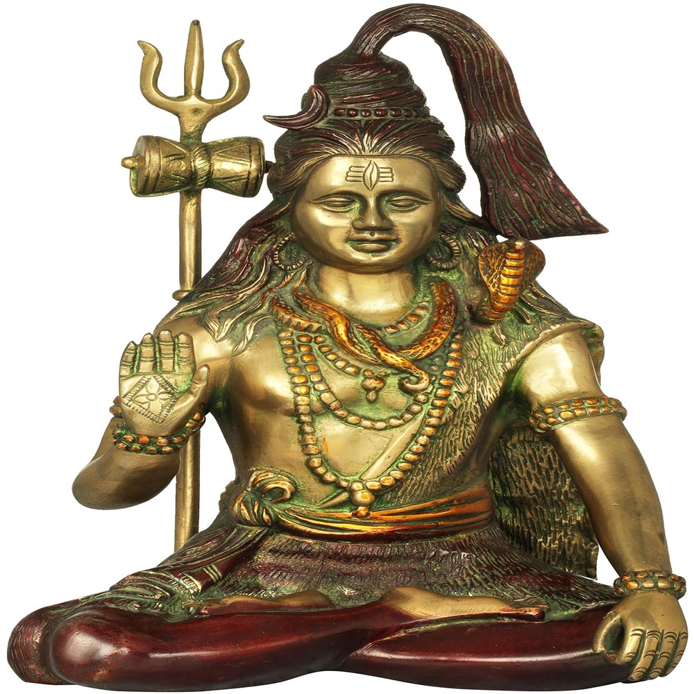 Exotic India Bhagawan Shiva - Brass Statue - Color Red Gold Color
