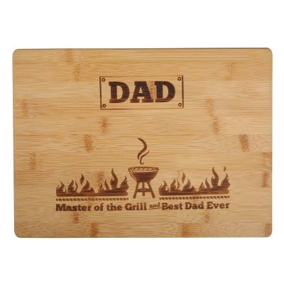 Laser Engraved Cutting Board Master of the Grill and Best Dad Ever Gift For father Birthday Gifts for Dad Cutting Board Gift Rectangle Bamboo Cutting Board11.8X8.7X0.5 inch