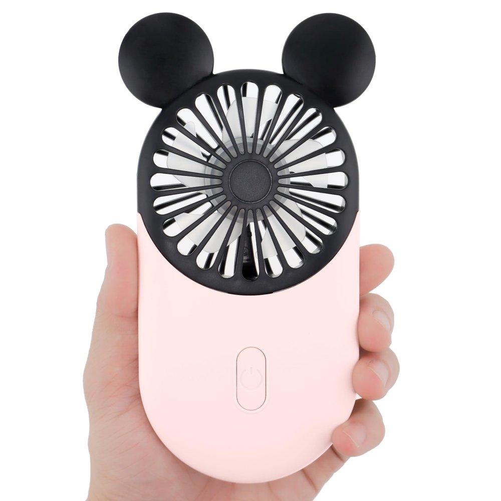 Kbinter Cute Mouse Personal Mini Fan, Rechargeable Handheld USB Fan, 3 Adjustable Wind Speeds and Wearable Design, Portable Pocket Size for Indoor Or Outdoor Activities (Pink)