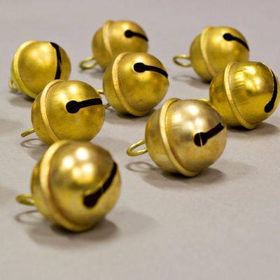 12 Pcs Jingle Bells, Express Polar Sleigh Bells, Polished Brass Bells for Door Knob, for Craftwork, Anniversary, Cattle Bells, for Party Favors, Wall Art, Orchard Garden Art 1-in High