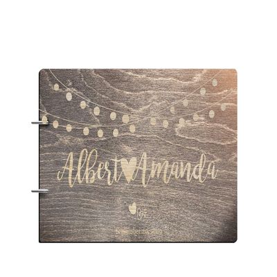 Just Customized Personalized Handmade Mr Mrs Wedding Guest Book for Bride and Groom Wood Alternative Custom Engraved Newlywed Marriage Album