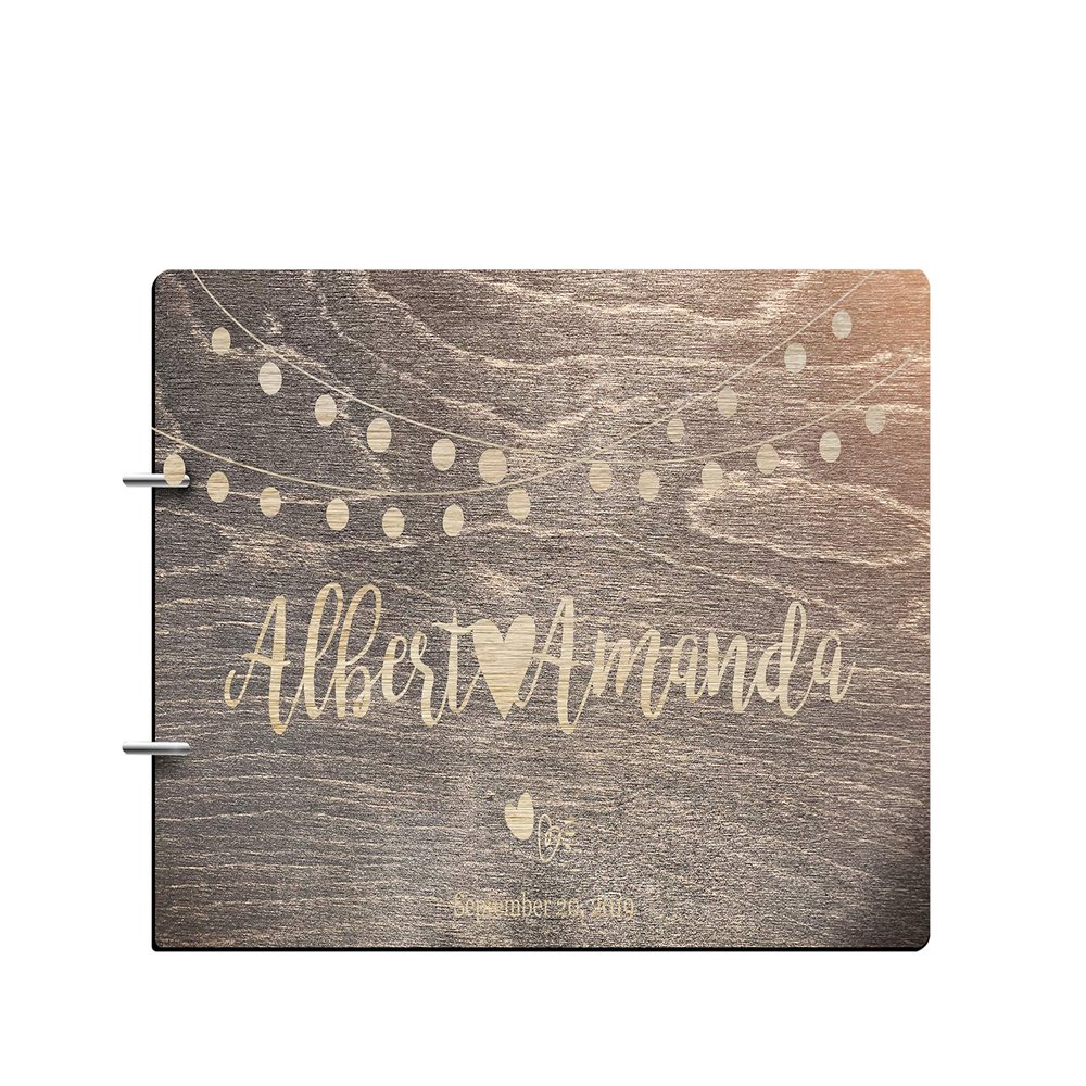 Just Customized Personalized Handmade Mr Mrs Wedding Guest Book for Bride and Groom Wood Alternative Custom Engraved Newlywed Marriage Album