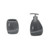Kleine Wolke Bathroom Accessories Set - 2 Pieces - Stones Bathroom Tumbler and Soap Dispenser - Durable Polyresin - The Look and Weight of Smooth Polished Granite - Dark Grey. view 1