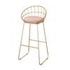 Barstools Modern Bar Stool High Chair Footstool Restaurant Bar Counter or Kitchen | Pink Velvet Cushion and Metal Feet of The Bar (Seat Height 65/75cm) view 1