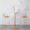 Barstools Modern Bar Stool High Chair Footstool Restaurant Bar Counter or Kitchen | Pink Velvet Cushion and Metal Feet of The Bar (Seat Height 65/75cm) view 4