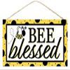 Craig Bachman 12.5" x 6" Bumblebee Blessings MDF Sign, Yellow & Black Dotted Bee Decor for Wreaths, Farmhouse Kitchen Wall Art, Nature Inspired Porch & Dining Room Plaque view 1