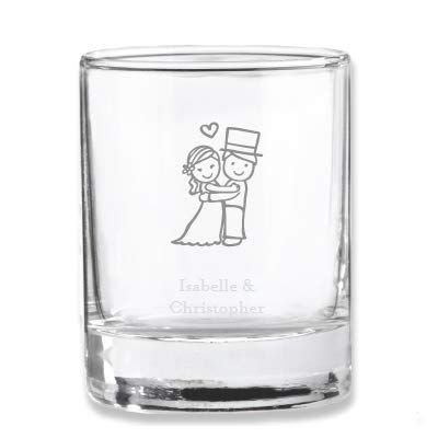 Couple Themed Personalized 2 oz. Stemless Short Glass/Votive Holder | 72 ct, Perfect for Bridal Showers, Weddings & Anniversaries Party - Silver