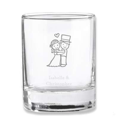 Couple Themed Personalized 2 oz. Stemless Short Glass/Votive Holder | 72 ct, Perfect for Bridal Showers, Weddings & Anniversaries Party - Silver