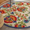 Nourison Home Aloha Multicolor 4' x Round Area Rug - Easy Clean, Non Shedding, Bed Room, Living Room, Dining Room, Kitchen (4' x Round) view 4