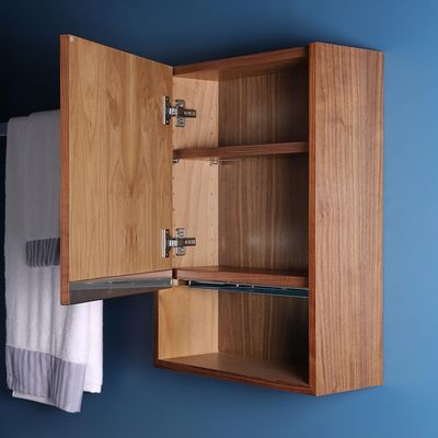 Lacava: KUB-ST-18L-52 - Wall-mounted storage cabinet with one door and one adjustable wood shelf, hinged left, W: 18", D: 7", H: 24" - Silver Oak