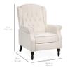 Best Choice Products Tufted Upholstered Wingback Push Back Recliner Armchair for Living Room, Bedroom, Home Theater Seating w/Padded Seat and Backrest, Nailhead Trim, Wooden Legs, Beige view 3