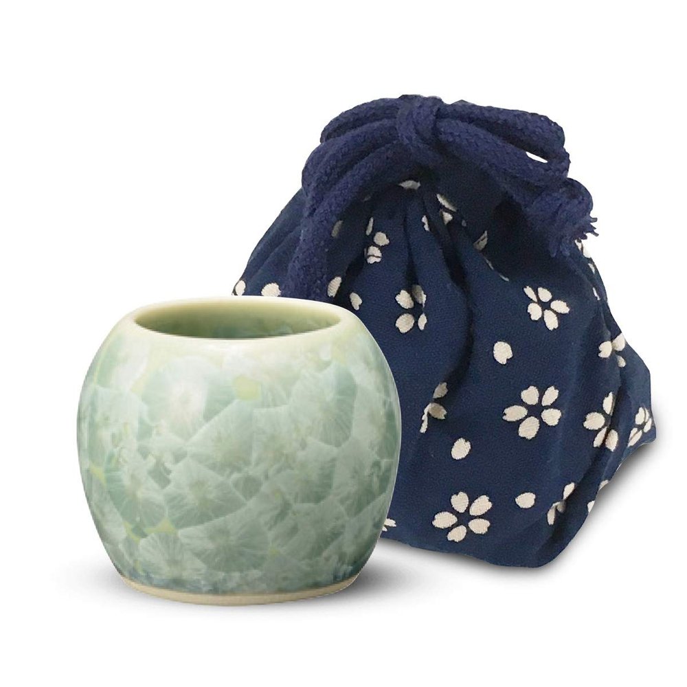 2G Select Teacup, Green, 2.2 x 1.8 inches (5.6 x 4.6 cm), For Buddhist Altar, Kyoto, Flower Crystal II, Tea Bowl, Kiyomizu Yaki, Light Green, Accessory Included