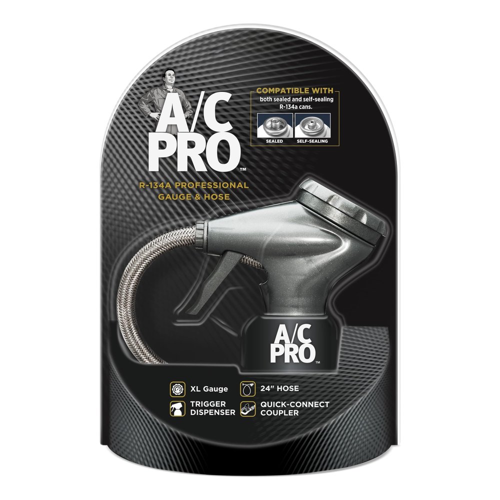 InterDynamics Car Air Conditioner Gauge and Hose by InterDynamics, A/C Pro Air Conditioner Recharge Gauge and Dispenser for Cars, Trucks, 24 In Hose