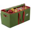 ZOBER Large Christmas Ornament Storage Box - Stores 128 3" Ornaments, With Dividers - Ornament Organizer Storage Box, Durable Christmas Containers Holder - Extra Pockets, Dual Zipper - Green view 1