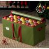 ZOBER Large Christmas Ornament Storage Box - Stores 128 3" Ornaments, With Dividers - Ornament Organizer Storage Box, Durable Christmas Containers Holder - Extra Pockets, Dual Zipper - Green view 2