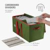 ZOBER Large Christmas Ornament Storage Box - Stores 128 3" Ornaments, With Dividers - Ornament Organizer Storage Box, Durable Christmas Containers Holder - Extra Pockets, Dual Zipper - Green view 3