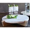 Santa Barbara Design Studio Table Sugar Round Marble Tray with Mango Wood Stand, 11-Inches, Natural view 3