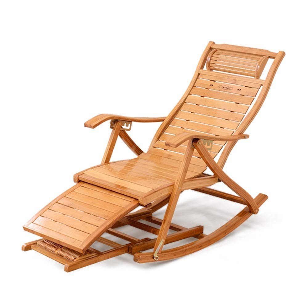 Axdwfd Reclining Chairs, Bamboo Chair Backrest Folding Chair Armchair Rocking Chair Old Sun Terrace Garden Chairs Home Office Chair Siesta Chair Pregnant 59x98x60cm