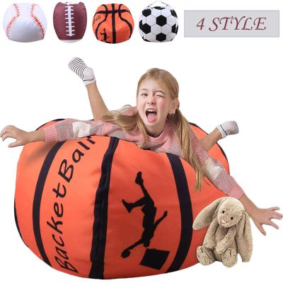ArcticWhale 38 Inch Beanbag Cover Storage Bean Bag Chair Stuffed Animal Extra Large Blanket Plush Organizer for Kids Stuffed Seat Storage Sack Soft Smooth Polyester,KidS Room OriginalityBasketball