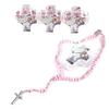 OOKI-12 Pcs 10" String Bracelet Rosary Baptism Favors with Cross for Boy or Girl Recuerdos de Bautizo Finger Rosaries (Pink) view 1