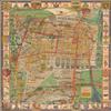Historic Pictoric 1932 Map of Mexico City and Surroundings - Pictorial Tourist Map Print - 44in x 58in view 1