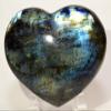 3.8" Rainbow Labradorite Puffy Heart Polished Natural Sparkling Feldspar Gemstone Crystal Mineral Specimen - Madagascar + Stand view 1