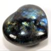 3.8" Rainbow Labradorite Puffy Heart Polished Natural Sparkling Feldspar Gemstone Crystal Mineral Specimen - Madagascar + Stand view 3