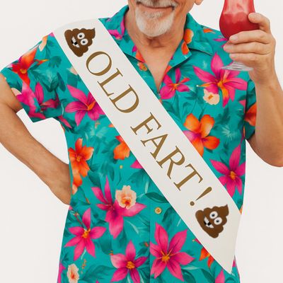 Old Fart Sash Classic Celebration Sash Birthday and Retirement Brown Foil Sash with Oversized Safety Pin for Both Men and Women. Ideal for Work Parties, Events, and Decoration by JPACO
