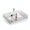 Feyarl Crystal Vanity Makeup Perfume Tray Ornate Jewelry Trinket Organizer Cosmetic Decorative Tray Skin Care Storage for Home Dressing Table Wedding Decoration(Rectangle 12" x 8") view 1