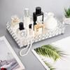 Feyarl Crystal Vanity Makeup Perfume Tray Ornate Jewelry Trinket Organizer Cosmetic Decorative Tray Skin Care Storage for Home Dressing Table Wedding Decoration(Rectangle 12" x 8") view 3
