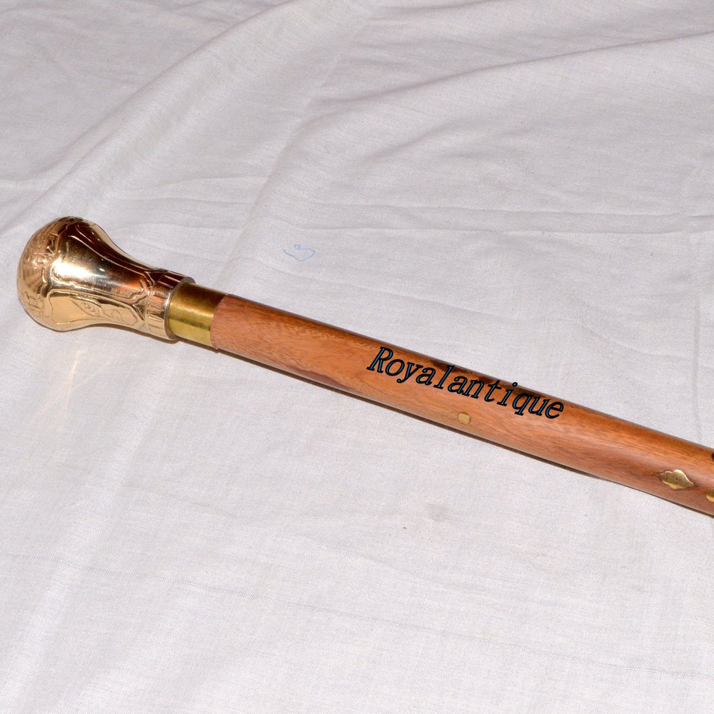 Nautical-Brass-Victorian-Handle-Wooden-Vintage-Style-Walking-Stick-Cane-Designer