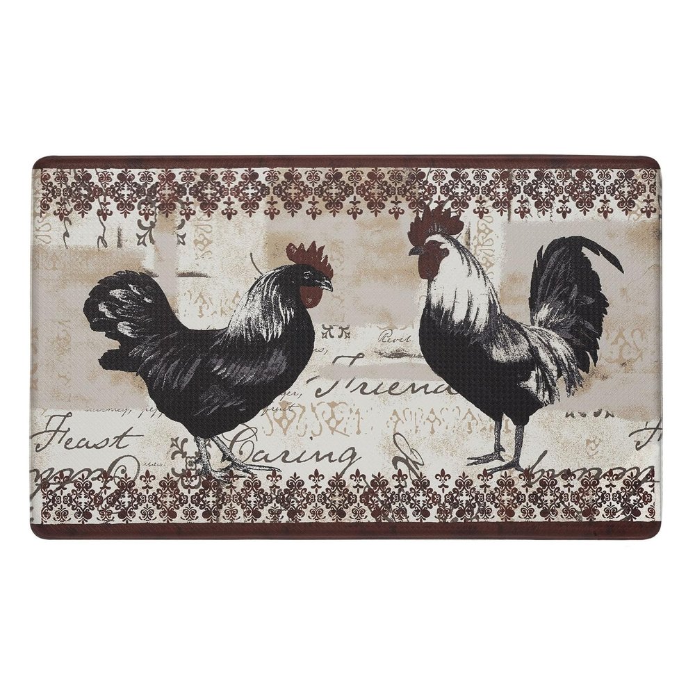 Anti-Fatigue Floor Comfort Mat - 18 x 30 Inch (Rooster) - Waterproof Non-Slip Rug - Easy to Clean Cushioned Mat for Kitchen, Bathroom, Standing Desk & Office - Achim Home Decor