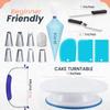 RFAQK 35PCs Cake Turntable and Leveler-Rotating Cake Stand with Non Slip pad-7 Icing Tips and 20 Bags- Straight & Offset Spatula-3 Scraper Set -EBook-Cake Decorating Supplies Kit -Baking Tools view 2