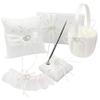 Engerla Bridal Five Wedding Accesorries Sets Ivory Wedding Guest Wedding Ceremony Supplies Party Favor Sets Wedding Flower Girl Basket Guest Book Pen with Ring Pillow and Garter view 1