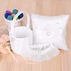Engerla Bridal Five Wedding Accesorries Sets Ivory Wedding Guest Wedding Ceremony Supplies Party Favor Sets Wedding Flower Girl Basket Guest Book Pen with Ring Pillow and Garter view 3