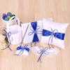 Engerla Bridal Five Wedding Accesorries Sets Blue Wedding Guest Wedding Ceremony Supplies Party Favor Sets Wedding Flower Girl Basket Guest Book Pen with Ring Pillow and Garter view 2