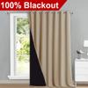 NICETOWN Noise Reducing Room Divider Curtains, Thermal Insulated 100% Blackout Curtain for Office, Slider Panel with Black Lining, Patio Door Drapery (1 PC, 100 inches x 108 inches, Biscotti Beige) view 2