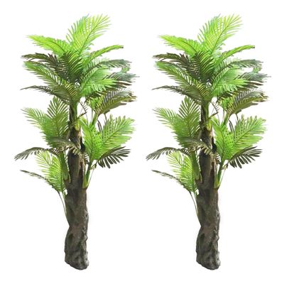 AMERIQUE Pair Gorgeous 6 Feet Multi-Head Tropical Palm Artificial Plant Trees, Real Touch Technology, with UV Protection, Super Quality, Green, 2 (MB5001A6MPK2)