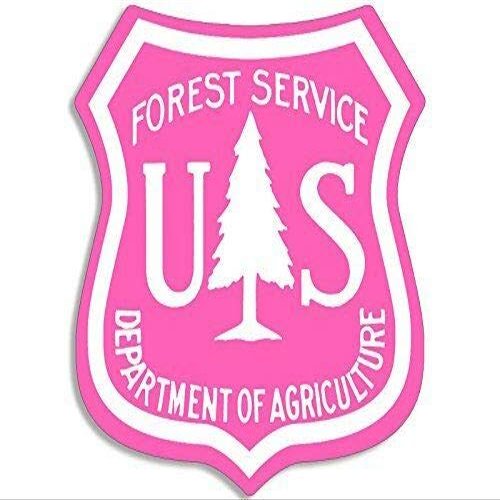 MAGNET 2.5 inch HOT Pink US Forestry Shield Shaped Sticker (Logo Forest Service Badge) Magnetic vinyl bumper sticker sticks to any metal fridge, car, signs