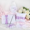 Engerla Bridal Five Wedding Accesorries Sets Light Purple Wedding Guest Wedding Ceremony Supplies Party Favor Sets Wedding Flower Girl Basket Guest Book Pen with Ring Pillow and Garter view 2