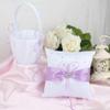 Engerla Bridal Five Wedding Accesorries Sets Light Purple Wedding Guest Wedding Ceremony Supplies Party Favor Sets Wedding Flower Girl Basket Guest Book Pen with Ring Pillow and Garter view 4