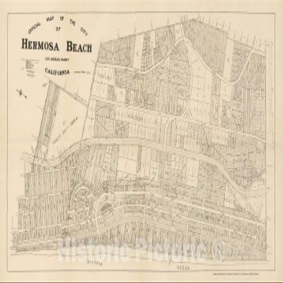 Hermosa Beach City Map 1922 - Los Angeles County California Historical Print - 80in x 44in