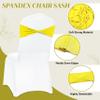 MDS Pack of 100 Spandex Chair Sashes Bows Elastic Stretch Dining Chair Bands Ties Without Slider Buckle Universal fits for Wedding Baby Shower Birthday Party Banquet Event Decoration - Yellow view 3