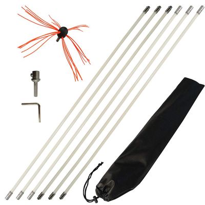 Chimney Cleaning Brush Fireplace Flue Sweep Whip Cleaner Tools 20 Feet Rotary System Flexible Rods Kit Drill Powered
