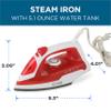 COMMERCIAL CARE Steam Iron, 1200 Watt Portable Iron, Self-Cleaning Steamer for Clothes with Nonstick Soleplate, Red view 2