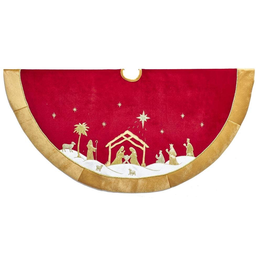 Kurt S. Adler TS0233 Tree Skirt, Red, Gold, 20.50l x 12.50w x 10.00h